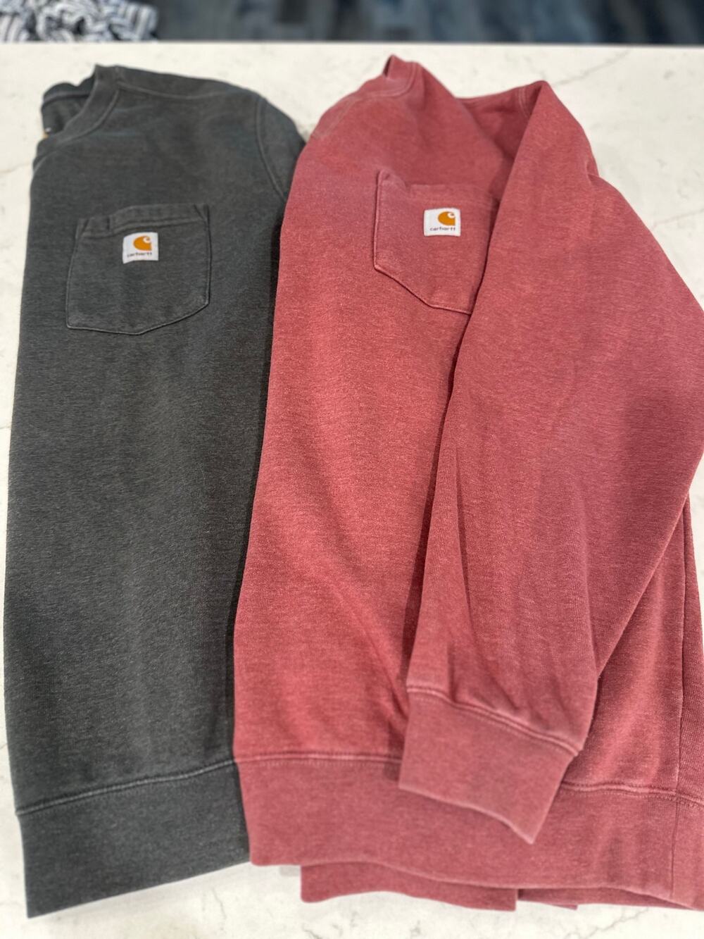 Carhartt Men’s Sweatshirts Lot of 2 Original Fit Pocket Size L Burgundy Gray